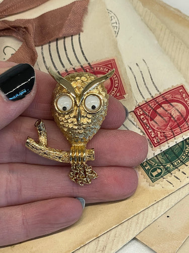 Avon Google Eye Owl Brooch Bloomers and Frocks